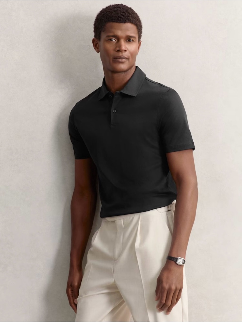 Saks Fifth Avenue Black Polo Shirt for Men – Extra Fine Soft Cotton Blend
